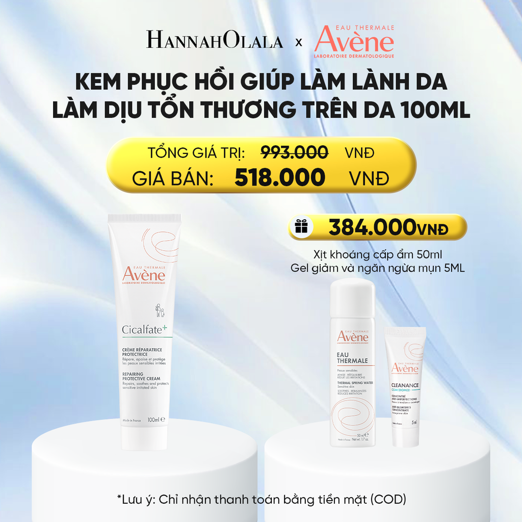  KEM PHỤC HỒI EAU THERMALE AVÈNE CICALFATE+ REPAIRING PROTECTIVE CREAM GIÚP LÀM LÀNH DA LÀM DỊU TỔN THƯƠNG TRÊN DA 100ML 