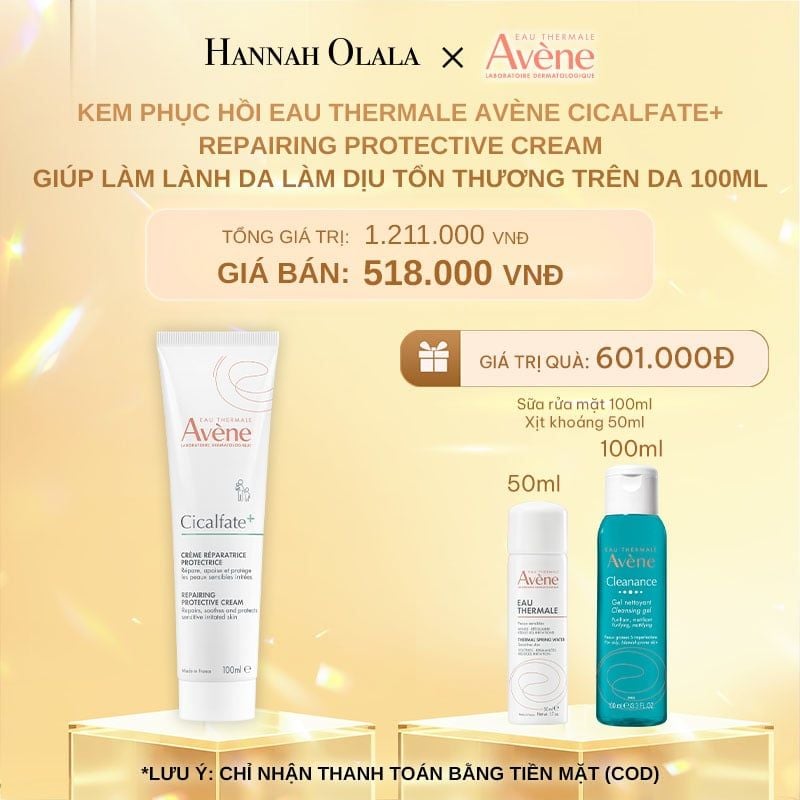  C1001_DEAL 1: KEM PHỤC HỒI EAU THERMALE AVÈNE CICALFATE+ REPAIRING PROTECTIVE CREAM GIÚP LÀM LÀNH DA LÀM DỊU TỔN THƯƠNG TRÊN DA 100ML 