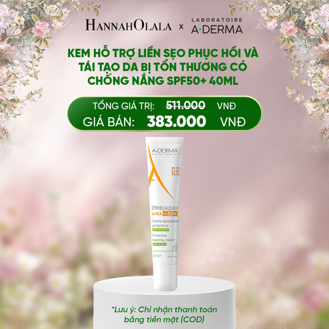  DEAL 4: KEM HỖ TRỢ LIỀN SẸO PHỤC HỒI VÀ TÁI TẠO DA BỊ TỔN THƯƠNG CÓ CHỐNG NẮNG A-DERMA EPITHELIALE AH ULTRA SPF50+ CR 40ML 