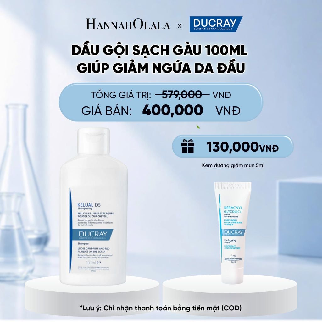  DẦU GỘI SẠCH GÀU DUCRAY KELUAL DS SHAMPOO 100ML GIÚP GIẢM NGỨA DA ĐẦU VÀ NGĂN GÀU TÁI PHÁT 