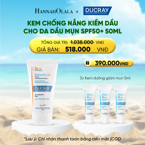  A1276_DEAL 1: KEM CHỐNG NẮNG KIỀM DẦU CHO DA DẦU MỤN DUCRAY KERACNYL UV SPF50+ 50ML BẢO VỆ DA KHỎI TIA UVA & UVB 