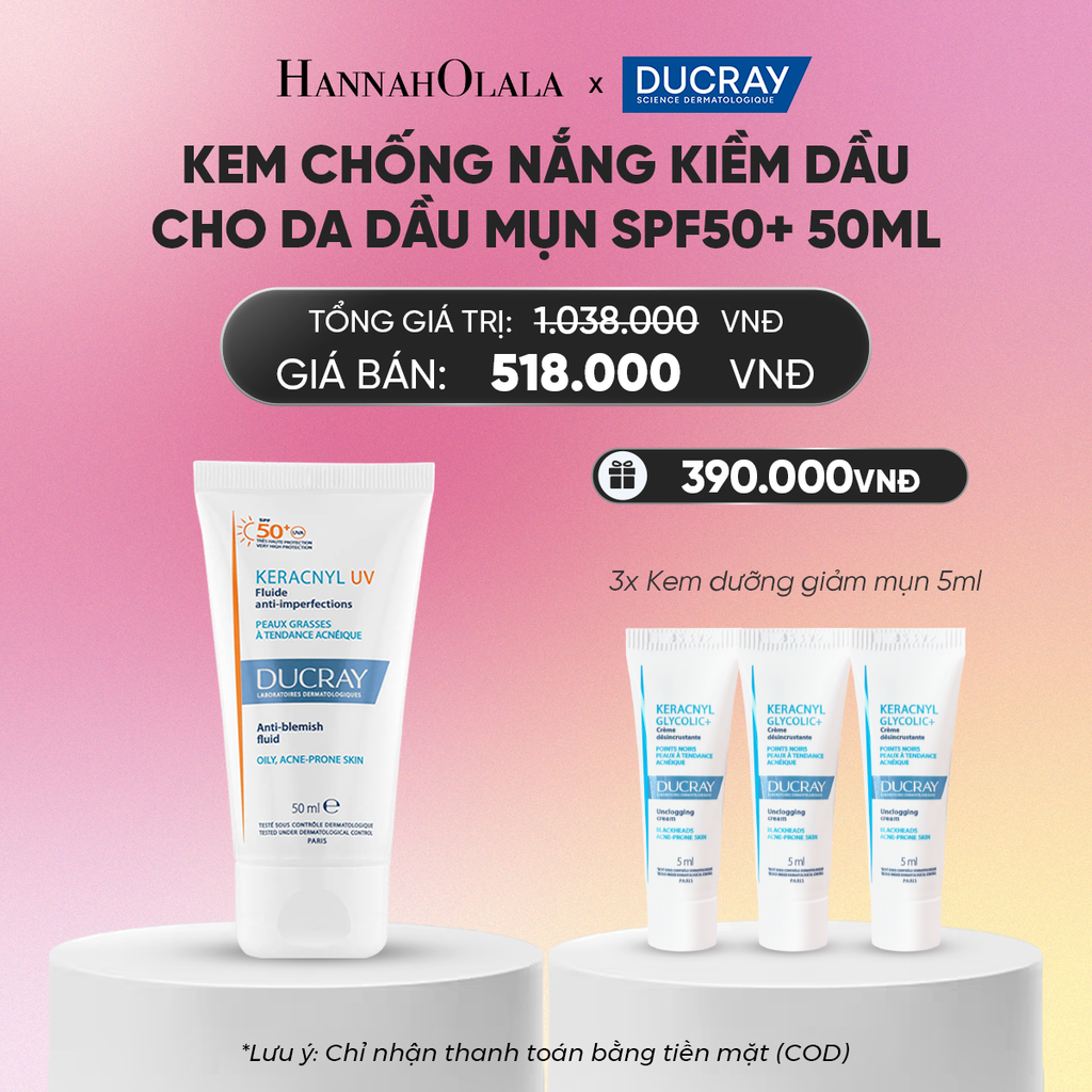  KEM CHỐNG NẮNG KIỀM DẦU CHO DA DẦU MỤN DUCRAY KERACNYL UV SPF50+ 50ML BẢO VỆ DA KHỎI TIA UVA & UVB_A1705 
