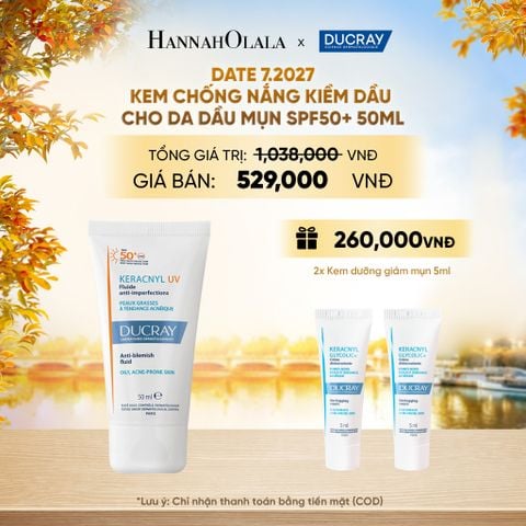  [07.2027] KEM CHỐNG NẮNG KIỀM DẦU CHO DA DẦU MỤN DUCRAY KERACNYL UV SPF50+ 50ML - E1161 