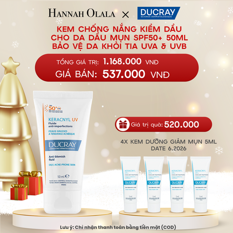  DEAL 3: KEM CHỐNG NẮNG KIỀM DẦU CHO DA DẦU MỤN DUCRAY KERACNYL UV SPF50+ 50ML BẢO VỆ DA KHỎI TIA UVA & UVB 