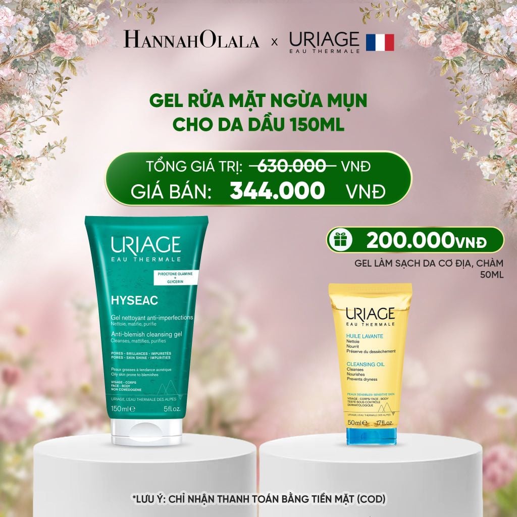  DEAL 5: GEL RỬA MẶT NGỪA MỤN CHO DA DẦU URIAGE HYSÉAC GEL NETTOYANT ANTI-IMPERFECTIONS 150ML 