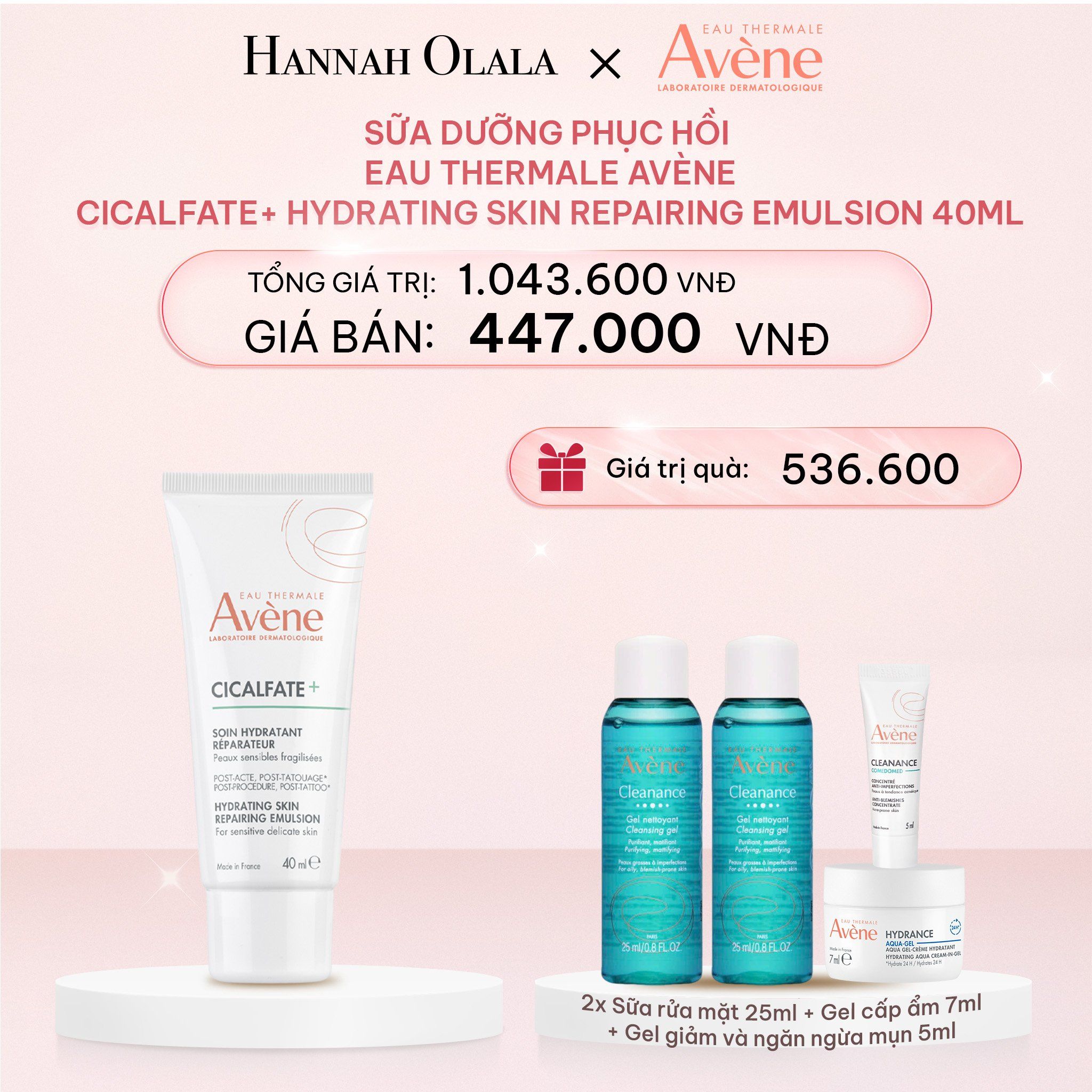  E1050_DEAL 6: SỮA DƯỠNG PHỤC HỒI EAU THERMALE AVÈNE CICALFATE+ HYDRATING SKIN REPAIRING EMULSION 40ML GIÚP LÀM DỊU DA 