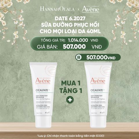  DEAL 8: SỮA DƯỠNG PHỤC HỒI CHO MỌI LOẠI DA AVÈNE CICALFATE+ HYDRATING SKIN REPAIRING EMULSION 40ML 