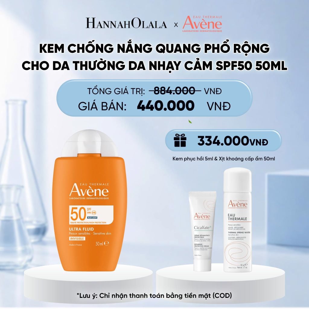  KEM CHỐNG NẮNG QUANG PHỔ RỘNG CHO DA THƯỜNG DA NHẠY CẢM AVÈNE ULTRA FLUID INVISIBLE SPF50 