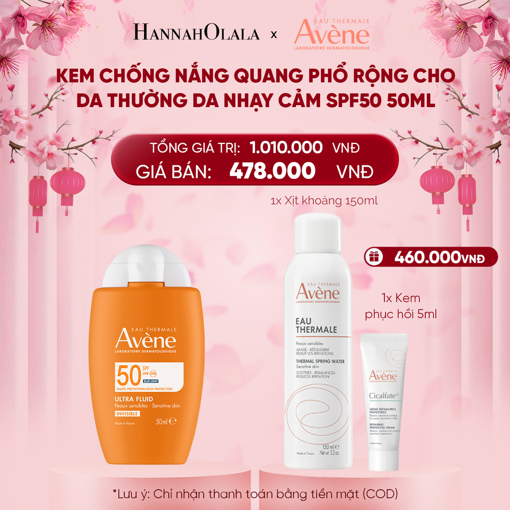  DEAL 2: KEM CHỐNG NẮNG QUANG PHỔ RỘNG CHO DA THƯỜNG DA NHẠY CẢM AVÈNE ULTRA FLUID INVISIBLE SPF50 