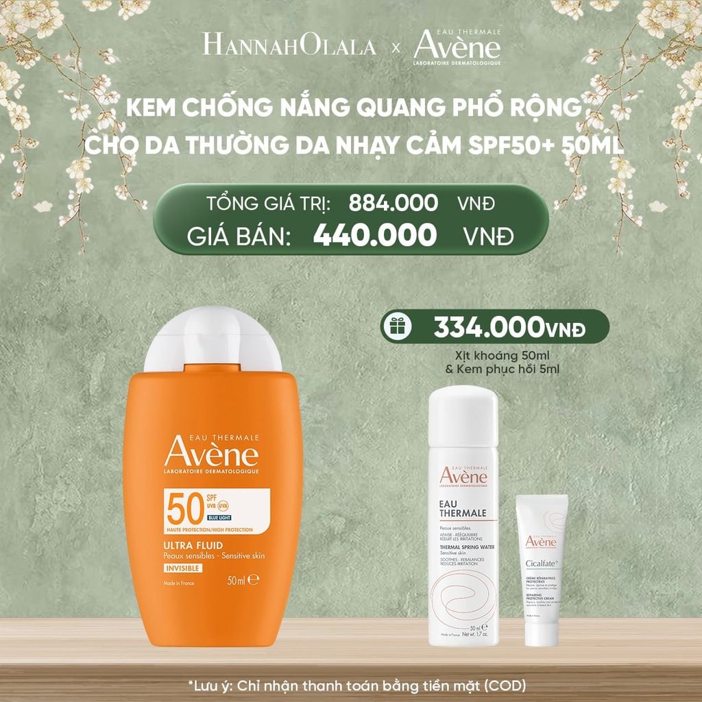  DEAL 2: KEM CHỐNG NẮNG QUANG PHỔ RỘNG CHO DA THƯỜNG DA NHẠY CẢM AVÈNE ULTRA FLUID INVISIBLE SPF50 