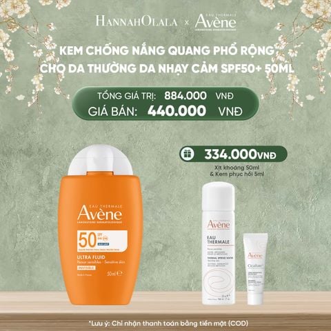  DEAL 2: KEM CHỐNG NẮNG QUANG PHỔ RỘNG CHO DA THƯỜNG DA NHẠY CẢM AVÈNE ULTRA FLUID INVISIBLE SPF50 