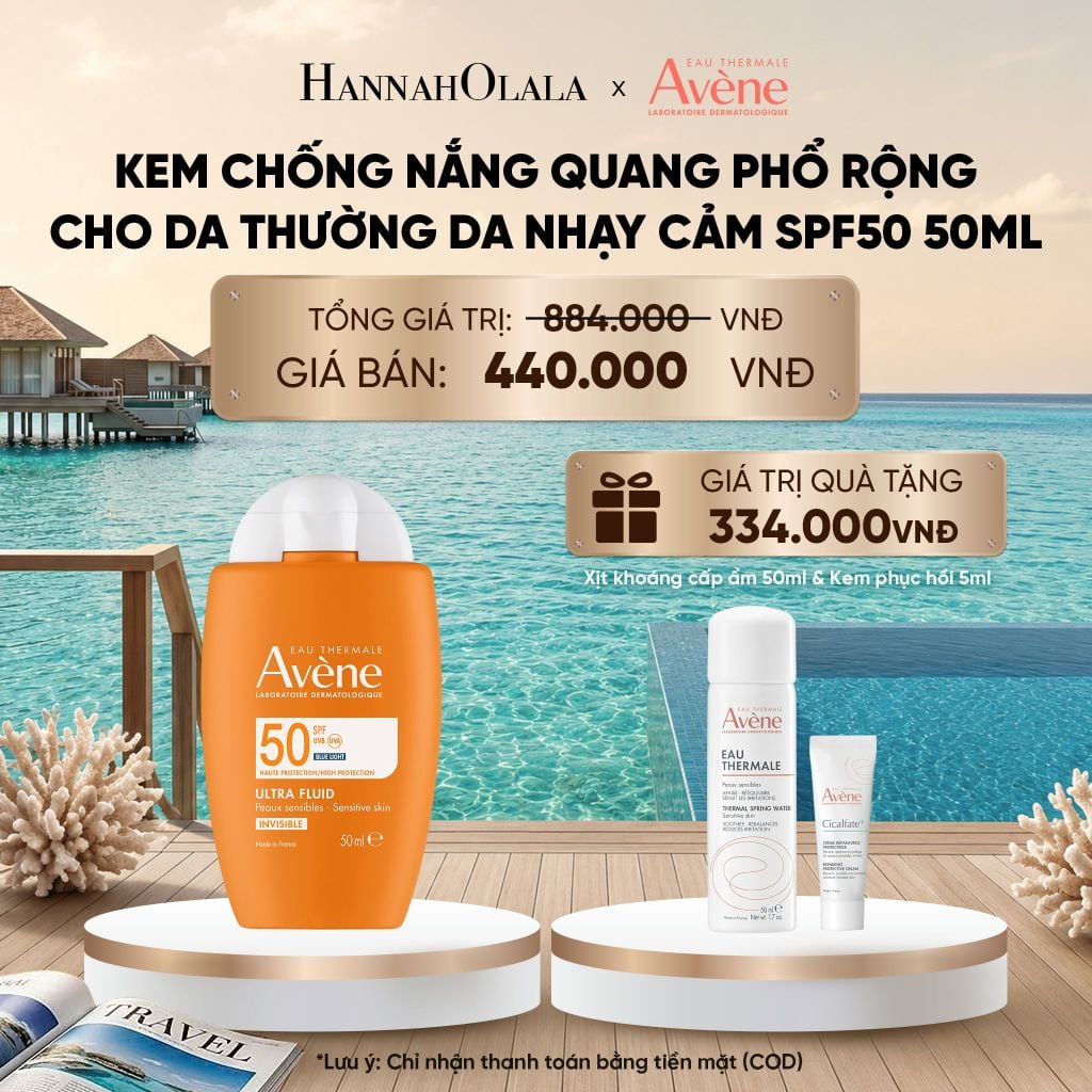  KEM CHỐNG NẮNG QUANG PHỔ RỘNG CHO DA THƯỜNG DA NHẠY CẢM AVÈNE ULTRA FLUID INVISIBLE SPF50_ D423 