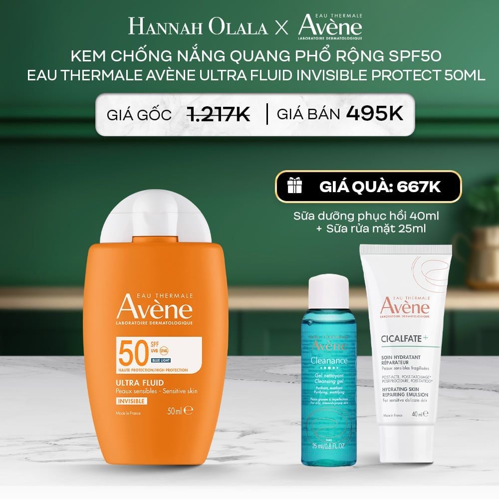  A110_DEAL 1.1: KEM CHỐNG NẮNG QUANG PHỔ RỘNG SPF50 EAU THERMALE AVÈNE ULTRA FLUID INVISIBLE PROTECT 50ML CHO DA THƯỜNG, DA HỖN HỢP NHẠY CẢM 