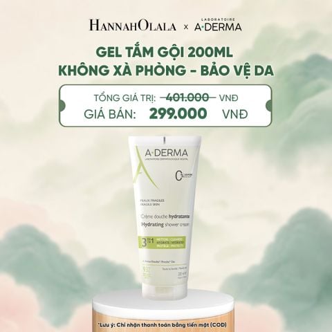  GEL TẮM GỘI DỊU NHẸ A-DERMA ESSENTIAL HYDRATING SHOWER CREAM 200ML - A56 