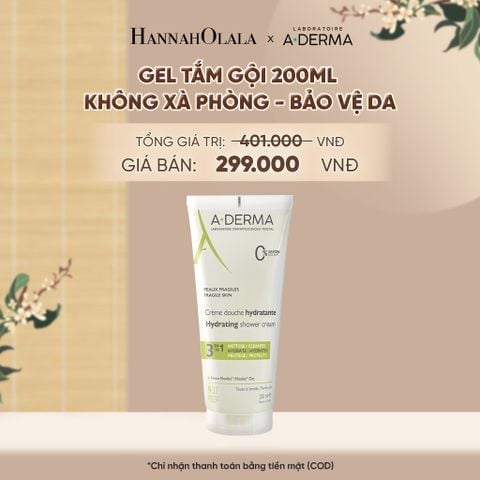  GEL TẮM GỘI DỊU NHẸ A-DERMA ESSENTIAL HYDRATING SHOWER CREAM 200ML - A2637 