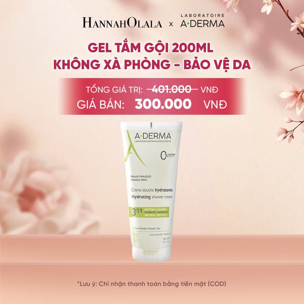  GEL TẮM GỘI DỊU NHẸ A-DERMA ESSENTIAL HYDRATING SHOWER CREAM 200ML KHÔNG XÀ PHÒNG GIÚP LÀM SẠCH, ẨM MƯỢT VÀ BẢO VỆ DA 
