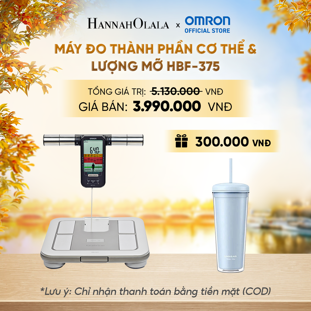  MÁY ĐO THÀNH PHẦN CƠ THỂ & LƯỢNG MỠ OMRON HBF-375 - DÙNG 8 CẢM BIẾN ĐỂ ĐO TOÀN BỘ CƠ THỂ - E179 