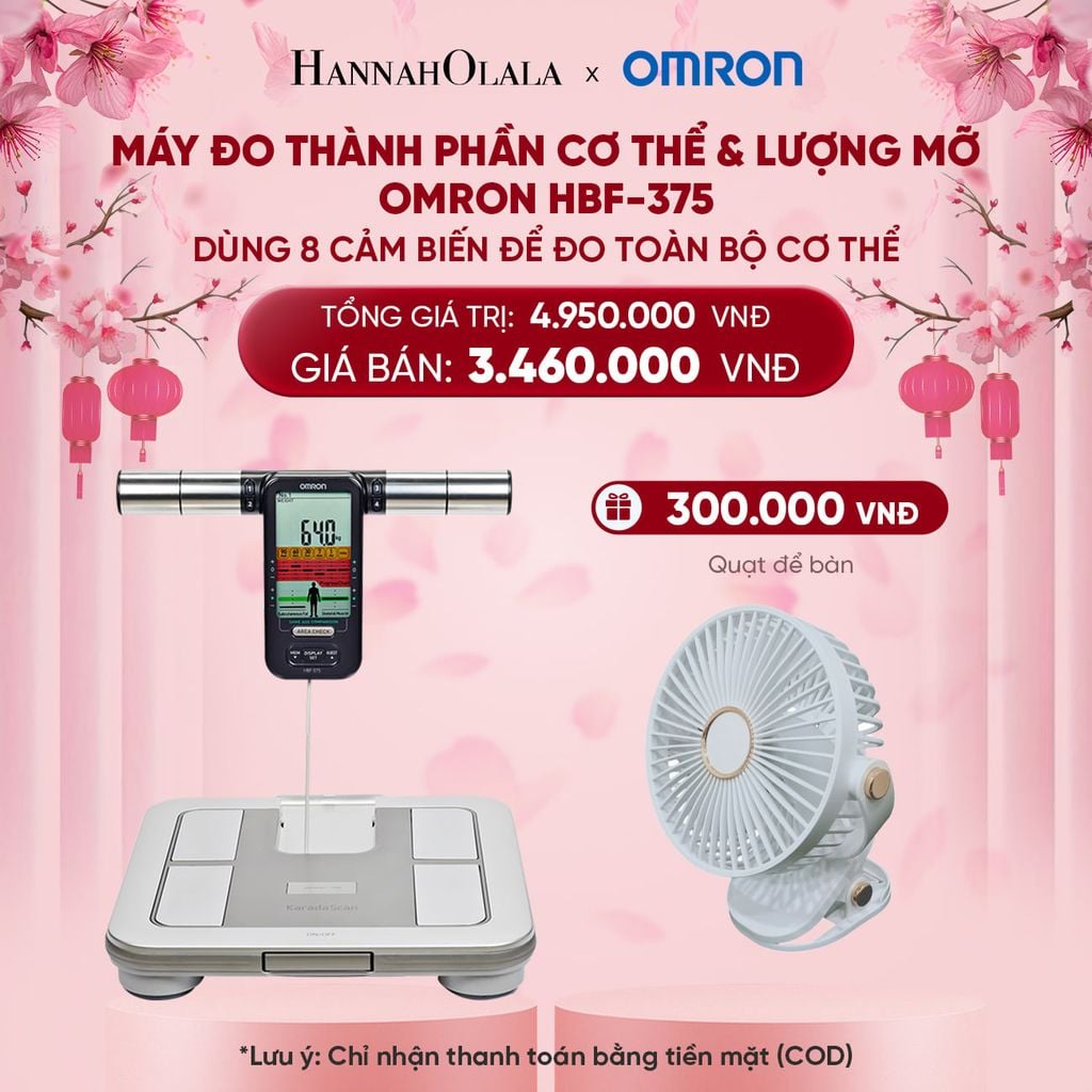  DEAL 1: MÁY ĐO THÀNH PHẦN CƠ THỂ & LƯỢNG MỠ OMRON HBF-375 - DÙNG 8 CẢM BIẾN ĐỂ ĐO TOÀN BỘ CƠ THỂ 