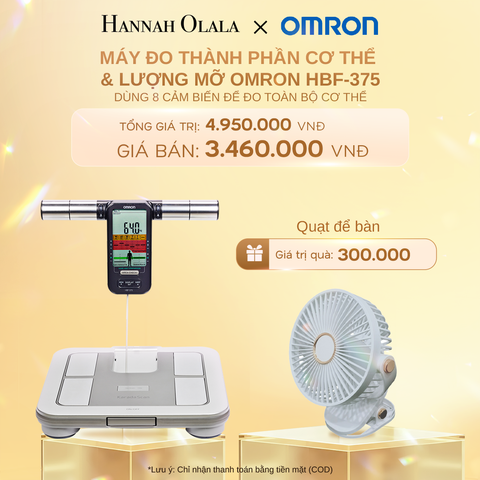  DEAL 3: MÁY ĐO THÀNH PHẦN CƠ THỂ & LƯỢNG MỠ OMRON HBF-375 - DÙNG 8 CẢM BIẾN ĐỂ ĐO TOÀN BỘ CƠ THỂ 