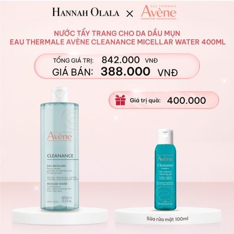  E1053_DEAL 9: NƯỚC TẨY TRANG CHO DA DẦU MỤN EAU THERMALE AVÈNE CLEANANCE MICELLAR WATER LÀM SẠCH BỤI BẨN BÃ NHỜN LỚP TRANG ĐIỂM 400ML 
