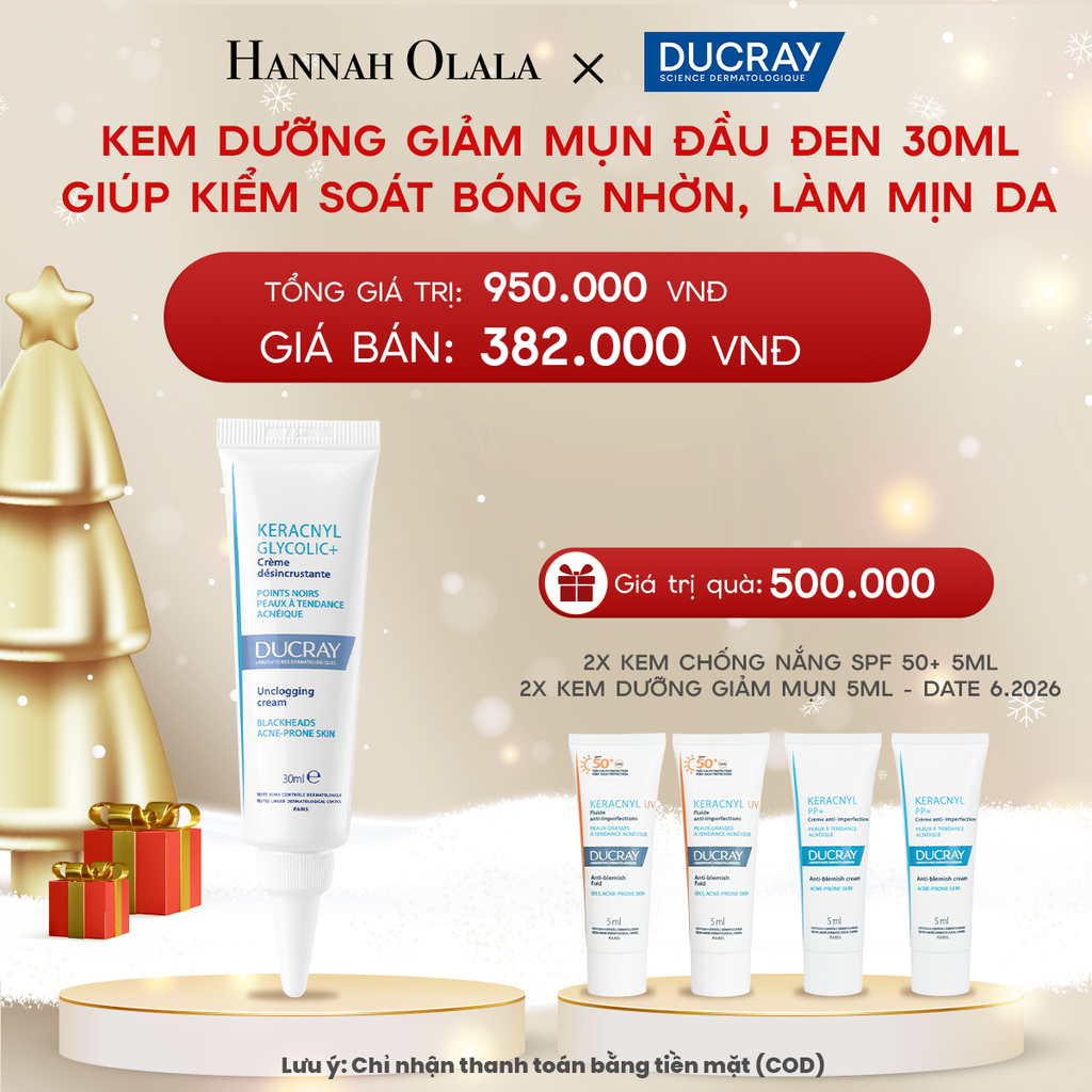  DEAL 1: KEM DƯỠNG GIẢM MỤN ĐẦU ĐEN DUCRAY KERACNYL GLYCOLIC+ CREAM 30ML GIÚP KIỂM SOÁT BÓNG NHỜN, LÀM MỊN DA 