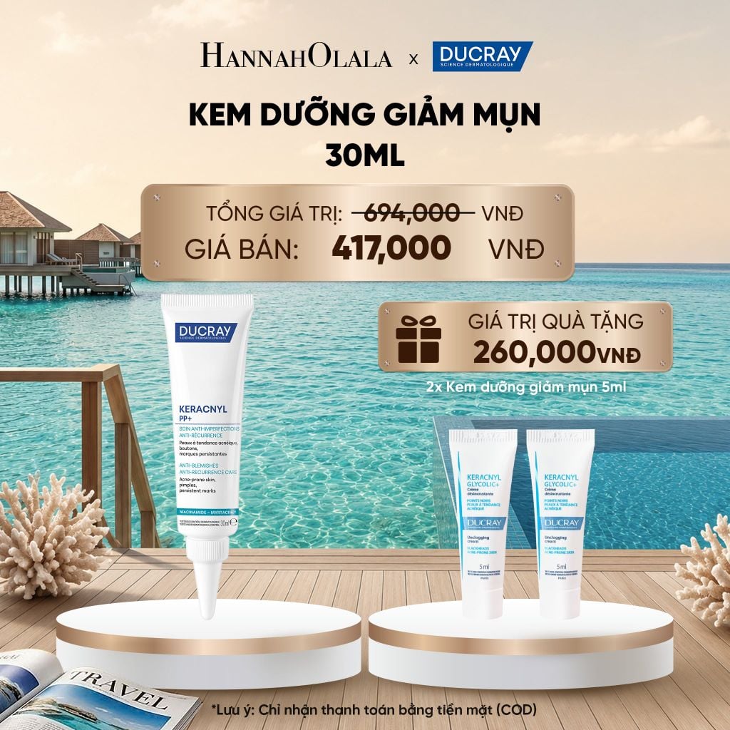  KEM DƯỠNG GIẢM MỤN DUCRAY KERACNYL PP+ CREAM 30ML GIÚP GIẢM MỤN MỜ THÂM DO MỤN_ D795 