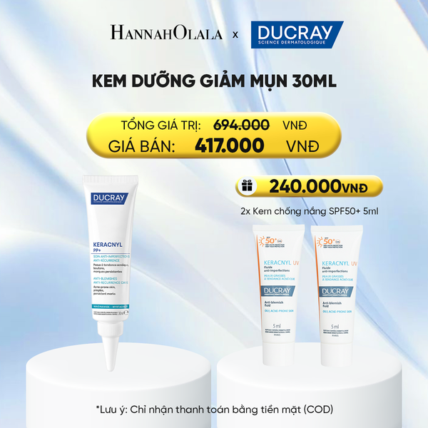  KEM DƯỠNG GIẢM MỤN DUCRAY KERACNYL PP+ CREAM 30ML GIÚP GIẢM MỤN MỜ THÂM DO MỤN 
