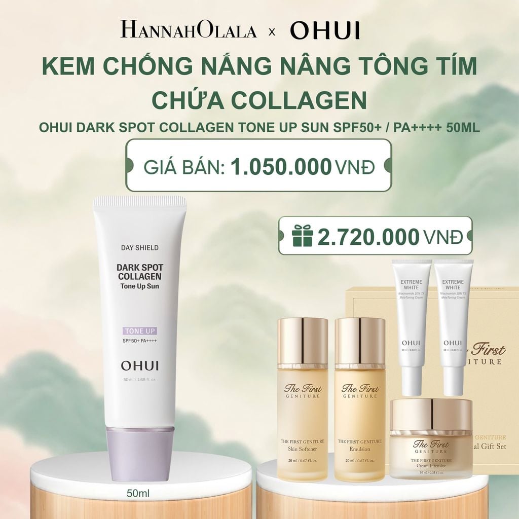  KEM CHỐNG NẮNG NÂNG TÔNG TÍM CHỨA COLLAGEN OHUI DAY SHIELD DARK SPOT COLLAGEN TONE UP SUN SPF50+ / PA++++ 50ML - A1013 