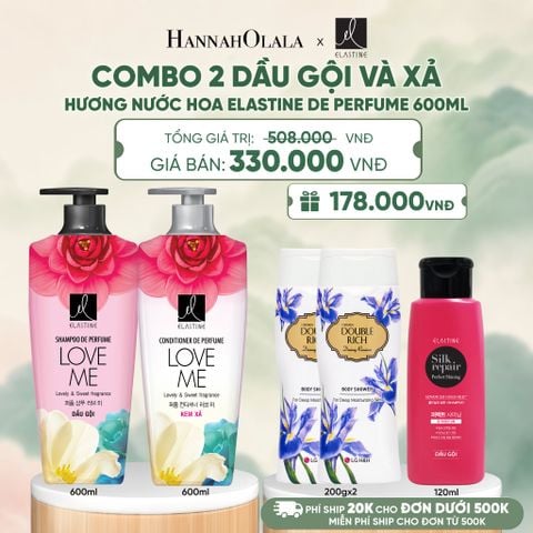  COMBO 02 DẦU GỘI & XẢ ELASTINE DE PERFUME HƯƠNG NƯỚC HOA 600ML - A367 