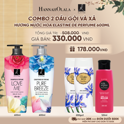  COMBO 02 DẦU GỘI & XẢ ELASTINE DE PERFUME HƯƠNG NƯỚC HOA 600ML - A2308 