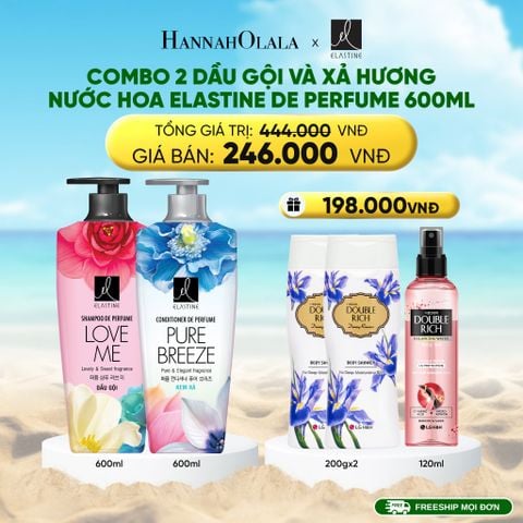  DEAL 17: COMBO 02 DẦU GỘI & XẢ ELASTINE DE PERFUME HƯƠNG NƯỚC HOA 600ML 