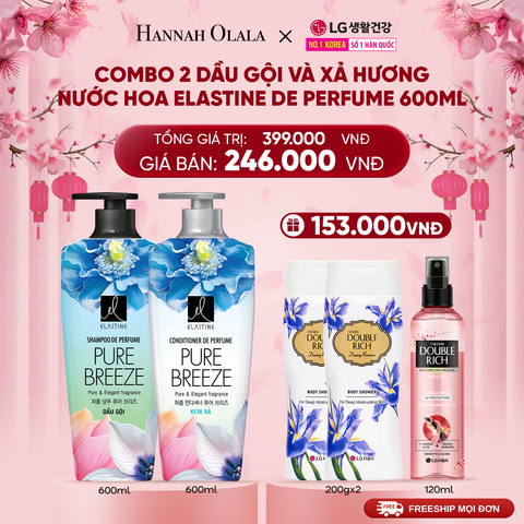  DEAL 39_B: COMBO 02 DẦU GỘI & XẢ ELASTINE DE PERFUME HƯƠNG NƯỚC HOA 600ML 