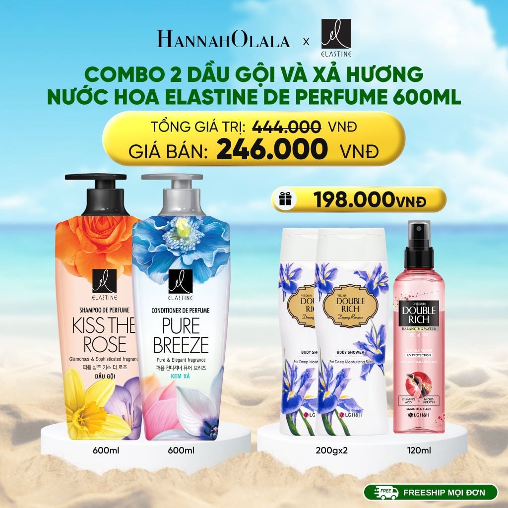  DEAL 17: COMBO 02 DẦU GỘI & XẢ ELASTINE DE PERFUME HƯƠNG NƯỚC HOA 600ML 