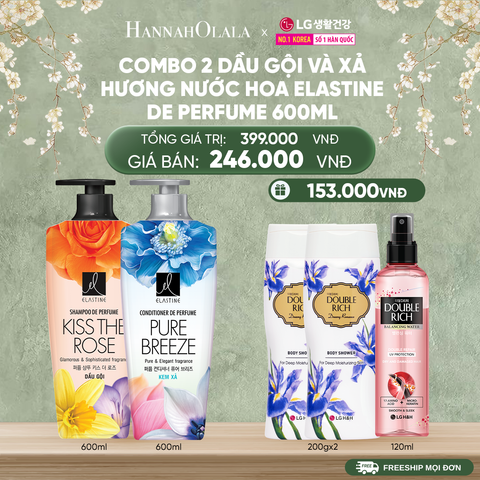  DEAL 39: COMBO 02 DẦU GỘI & XẢ ELASTINE DE PERFUME HƯƠNG NƯỚC HOA 600ML 