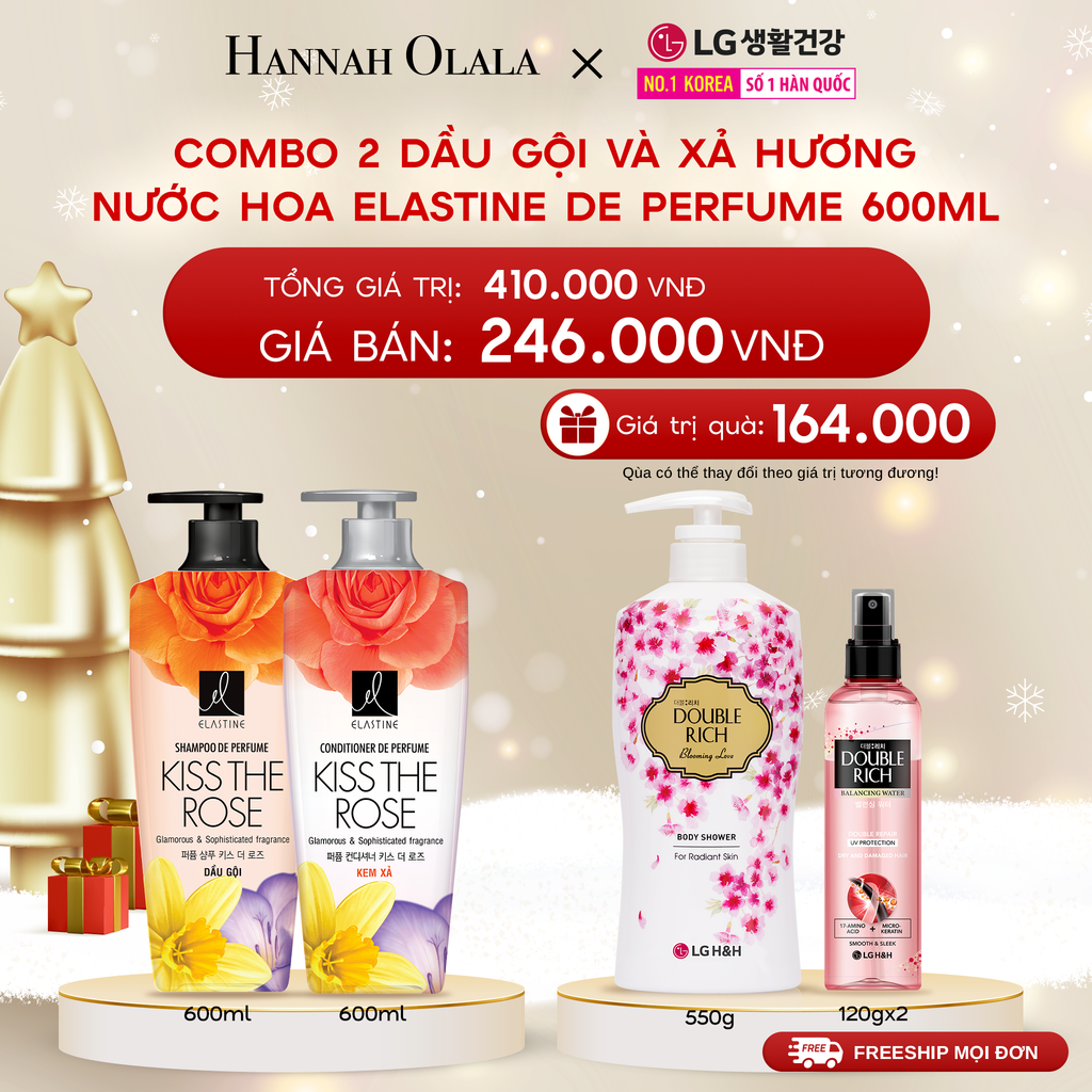  DEAL 16: COMBO 02 DẦU GỘI & XẢ ELASTINE DE PERFUME HƯƠNG NƯỚC HOA 600ML 