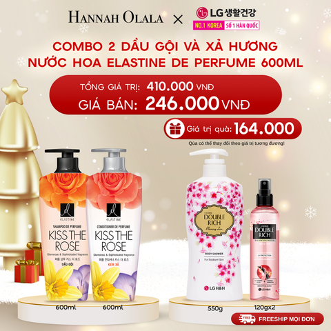  DEAL 16: COMBO 02 DẦU GỘI & XẢ ELASTINE DE PERFUME HƯƠNG NƯỚC HOA 600ML 