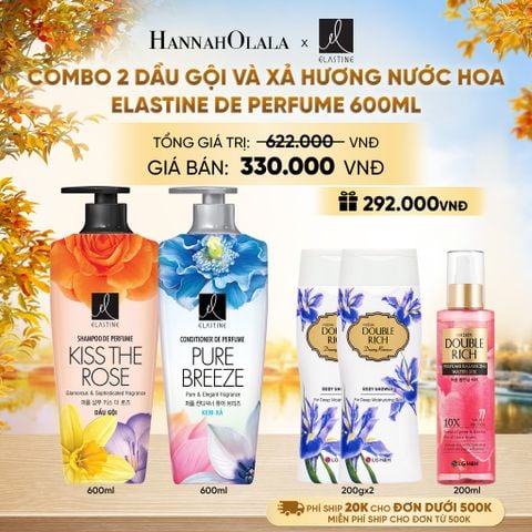  COMBO 02 DẦU GỘI & XẢ ELASTINE DE PERFUME HƯƠNG NƯỚC HOA 600ML - E1191 