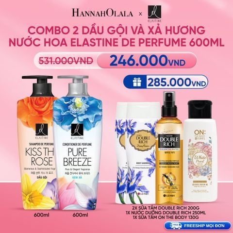  DEAL 22: COMBO 02 DẦU GỘI & XẢ ELASTINE DE PERFUME HƯƠNG NƯỚC HOA 600ML 