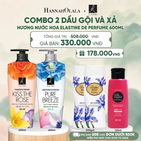  COMBO 02 DẦU GỘI & XẢ ELASTINE DE PERFUME HƯƠNG NƯỚC HOA 600ML - A367 