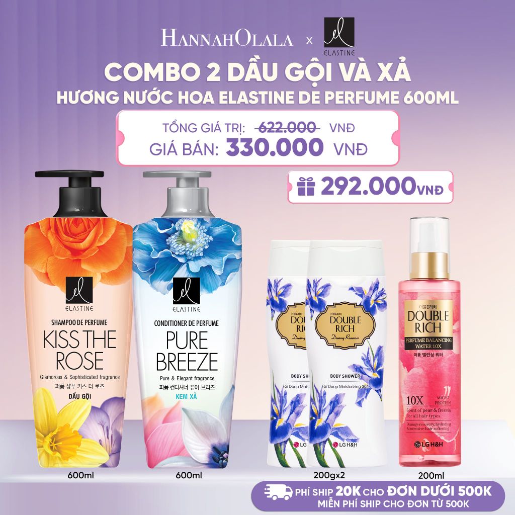  COMBO 02 DẦU GỘI & XẢ ELASTINE DE PERFUME HƯƠNG NƯỚC HOA 600ML - L103 