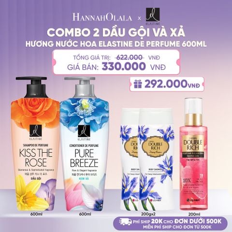  COMBO 02 DẦU GỘI & XẢ ELASTINE DE PERFUME HƯƠNG NƯỚC HOA 600ML - L103 