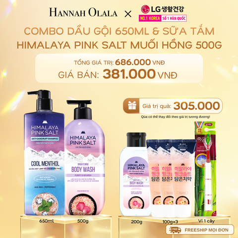 DEAL 08: COMBO DẦU GỘI 650ML & SỮA TẮM HIMALAYA PINK SALT MUỐI HỒNG 500G 