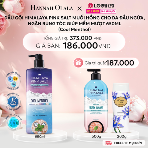  E1056: DEAL 05: DẦU GỘI HIMALAYA PINK SALT MUỐI HỒNG CHO DA ĐẦU NGỨA, NGĂN RỤNG TÓC GIÚP MỀM MƯỢT, ÓNG Ả 650ML 