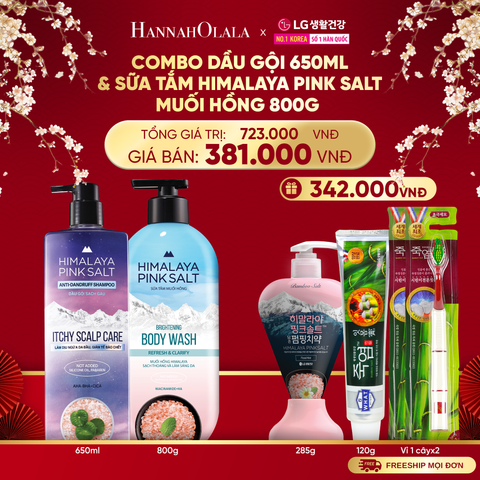  A1378_DEAL32: COMBO DẦU GỘI 650ML & SỮA TẮM HIMALAYA PINK SALT MUỐI HỒNG 800G 