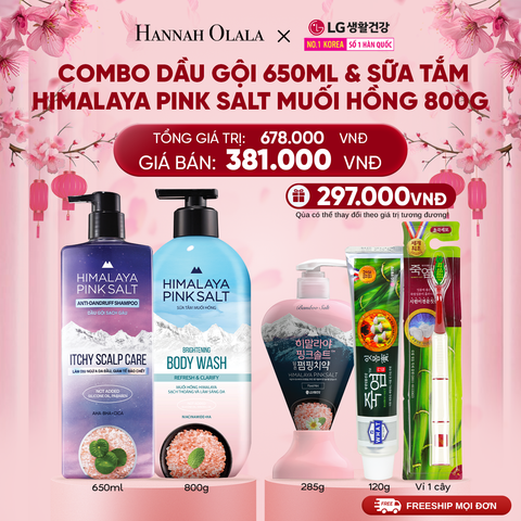  DEAL32: COMBO DẦU GỘI 650ML & SỮA TẮM HIMALAYA PINK SALT MUỐI HỒNG 800G 
