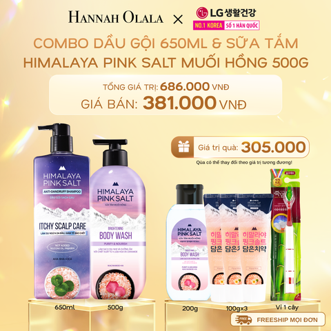  DEAL 08: COMBO DẦU GỘI 650ML & SỮA TẮM HIMALAYA PINK SALT MUỐI HỒNG 500G 