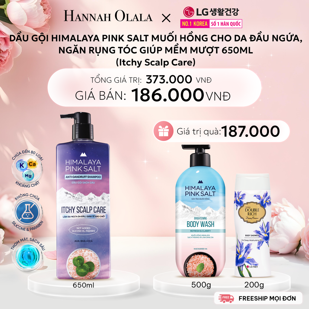  E1056: DEAL 05: DẦU GỘI HIMALAYA PINK SALT MUỐI HỒNG CHO DA ĐẦU NGỨA, NGĂN RỤNG TÓC GIÚP MỀM MƯỢT, ÓNG Ả 650ML 
