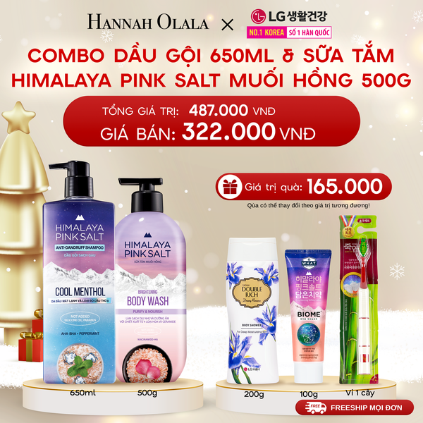  A759_DEAL 08: COMBO DẦU GỘI 650ML & SỮA TẮM HIMALAYA PINK SALT MUỐI HỒNG 500G 