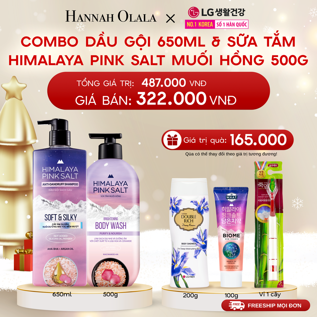  DEAL 08: COMBO DẦU GỘI 650ML & SỮA TẮM HIMALAYA PINK SALT MUỐI HỒNG 500G 