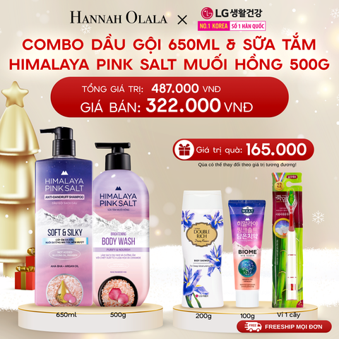 DEAL 08: COMBO DẦU GỘI 650ML & SỮA TẮM HIMALAYA PINK SALT MUỐI HỒNG 500G 